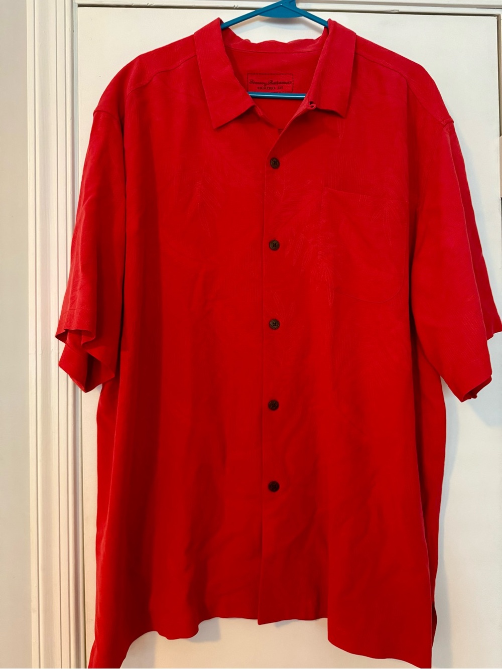 Tommy Bahama 100% Silk Bright Red Short-Sleeve Button-Down Shirt Size XL